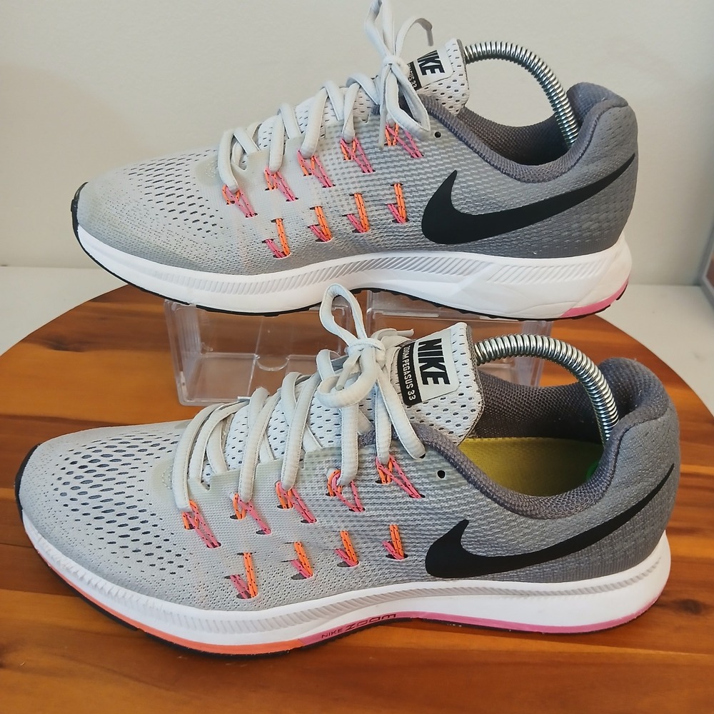 Nike Zoom Pegasus 33 Womens 11 Grey Running Shoes Sneakers 831356-006